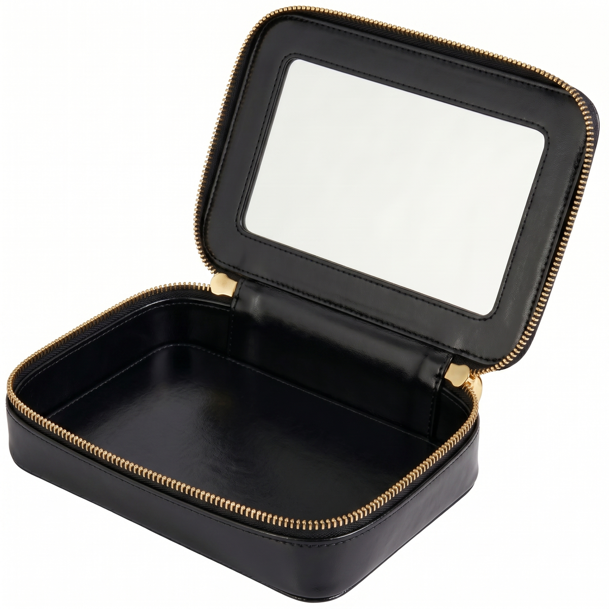 Single Zip Case in Black, open and empty