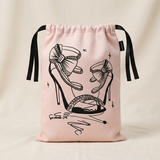 The Signature Heel Sleeve in blush pink with a heel illustration
