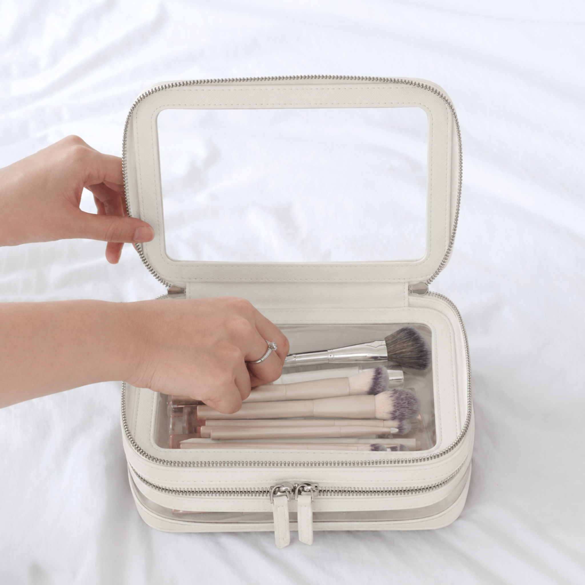 Double Zip Case - Ivory