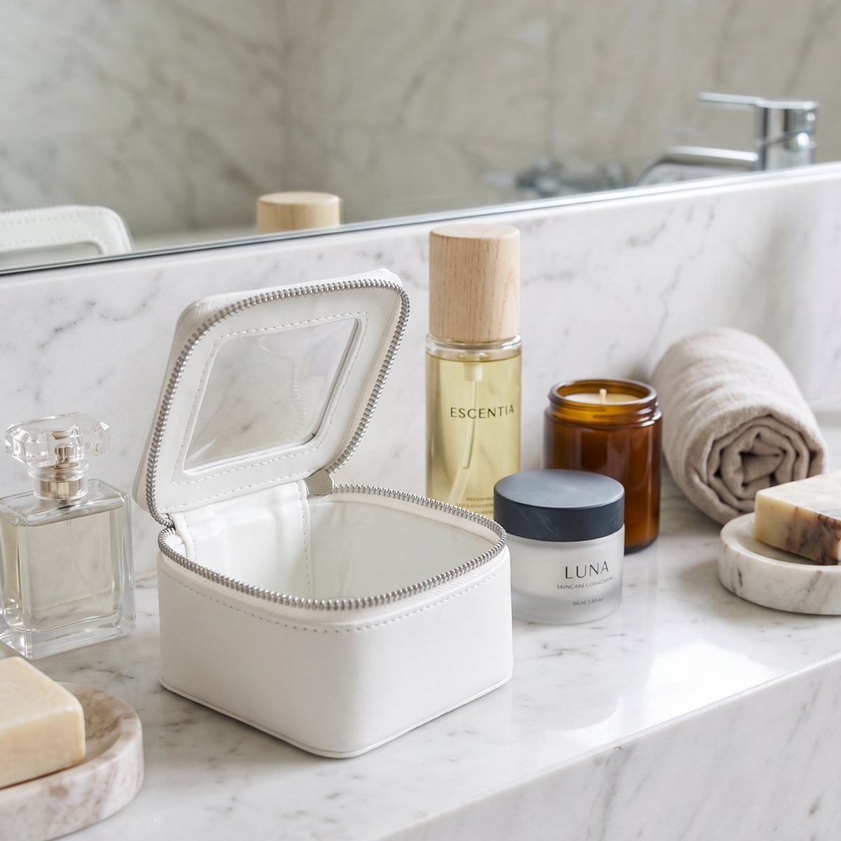 Petite Case in Ivory, open