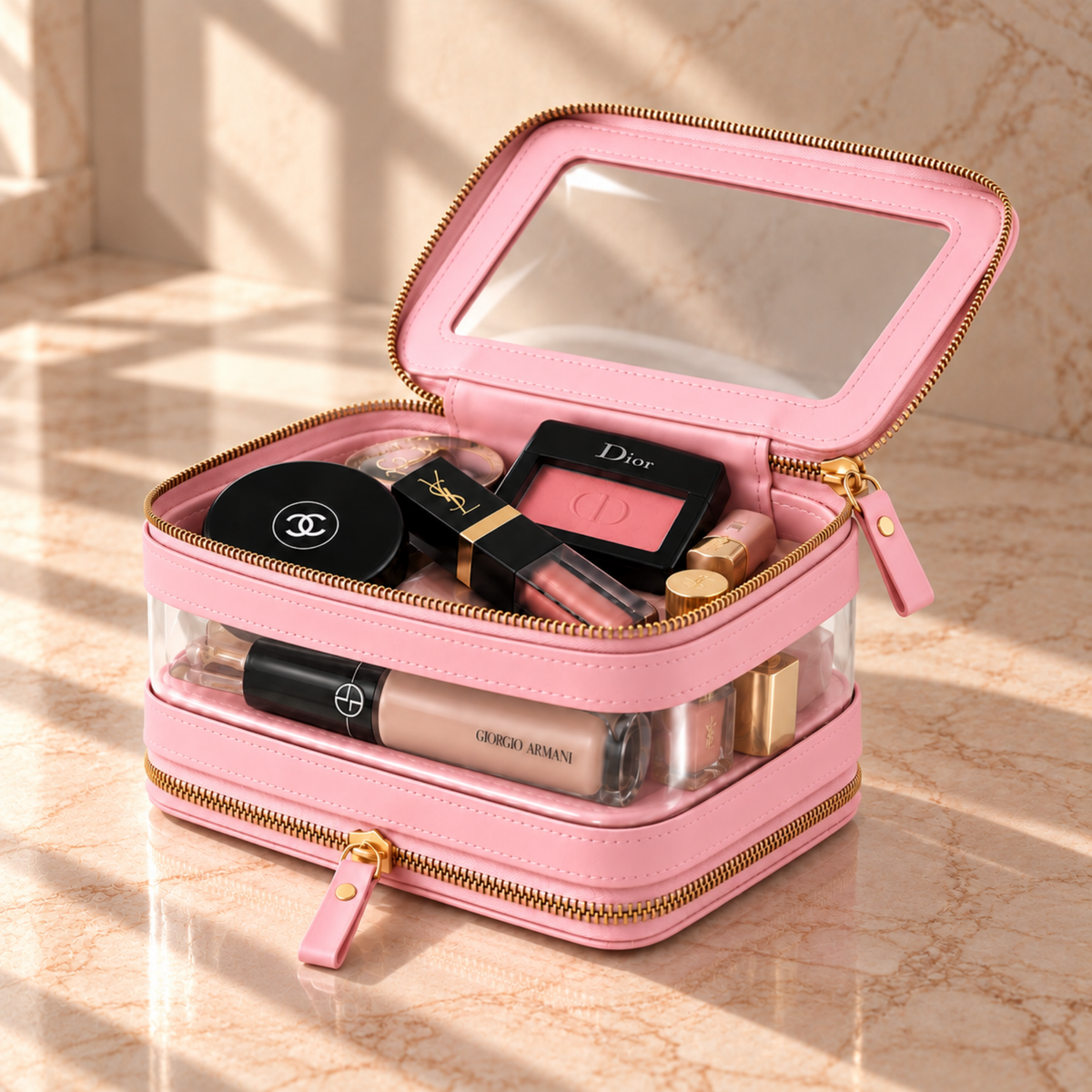 Double Zip Case In Pink Aura 