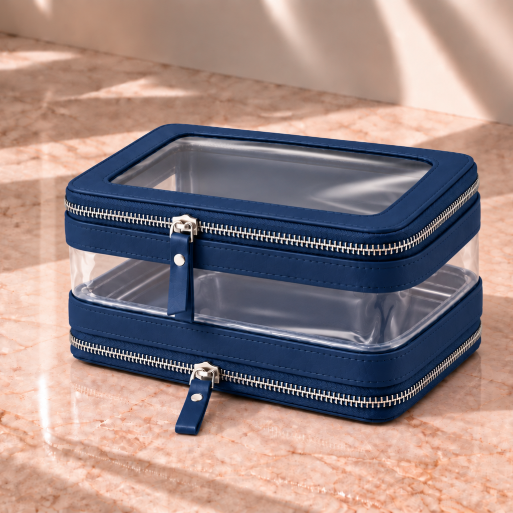 Double Zip Case in Midnight Blue