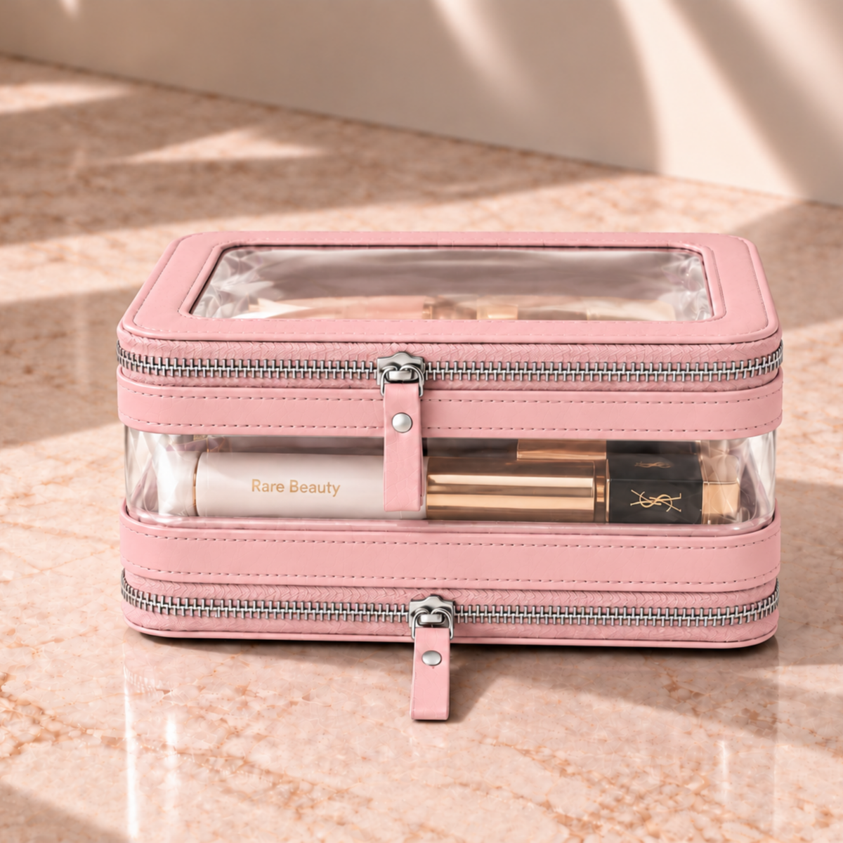 Double Zip Case in Peach Aura