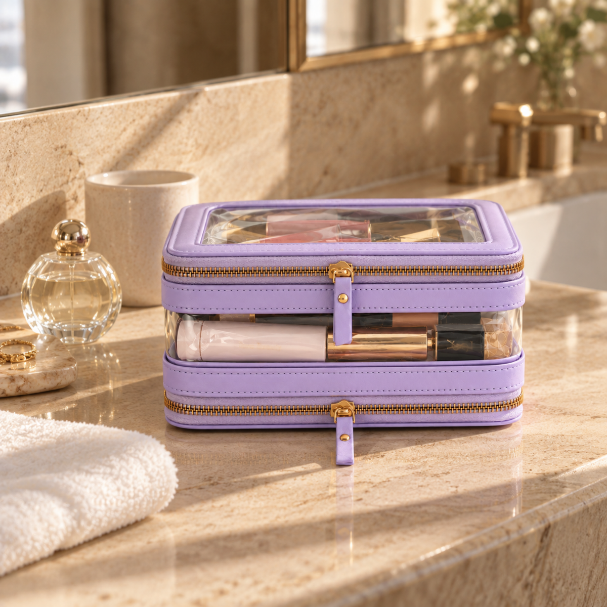 Double Zip Case in Lilac 