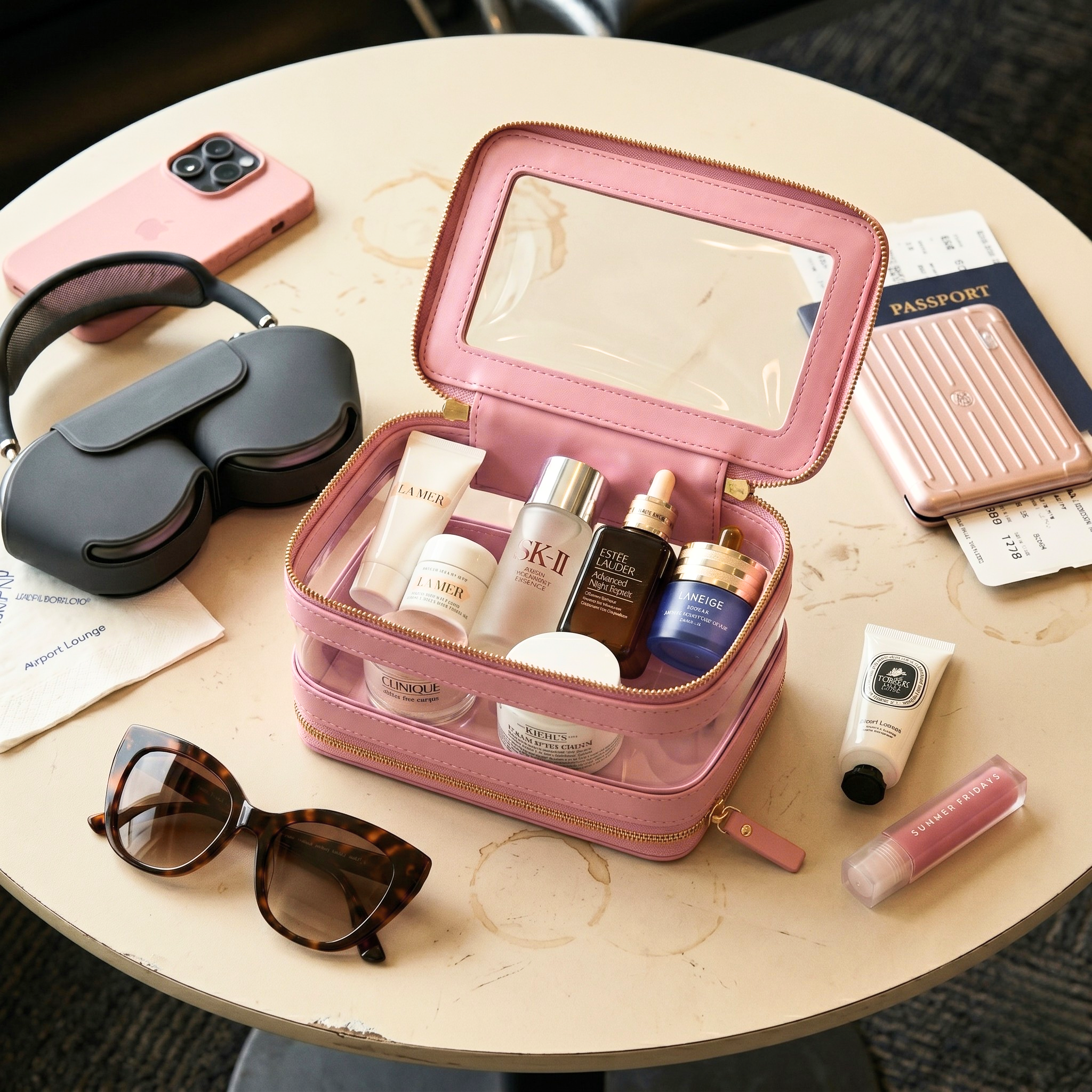 Double Zip Case - Pink Aura